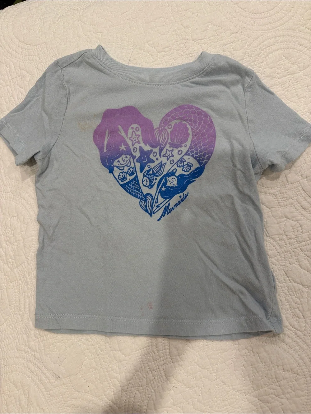Old Navy 3T Light Blue Mermaid Heart Graphic Kids Tee